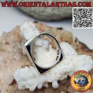 Glatter Silberring mit quadratischem Band mit runder Innenseite