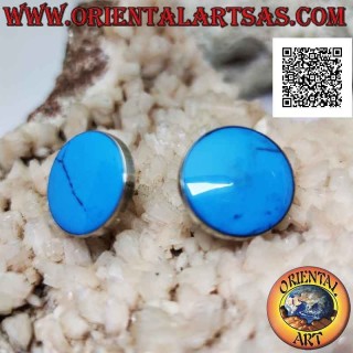Silver earrings with turquoise paste and a thin smooth edge