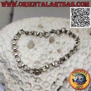 Pulsera de cadena de plata 925 ‰ con anillos redondos unidos por cilindros
