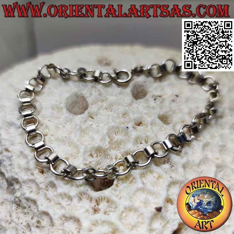 925 ‰ silver chain bracelet with round rings joined by cylinders