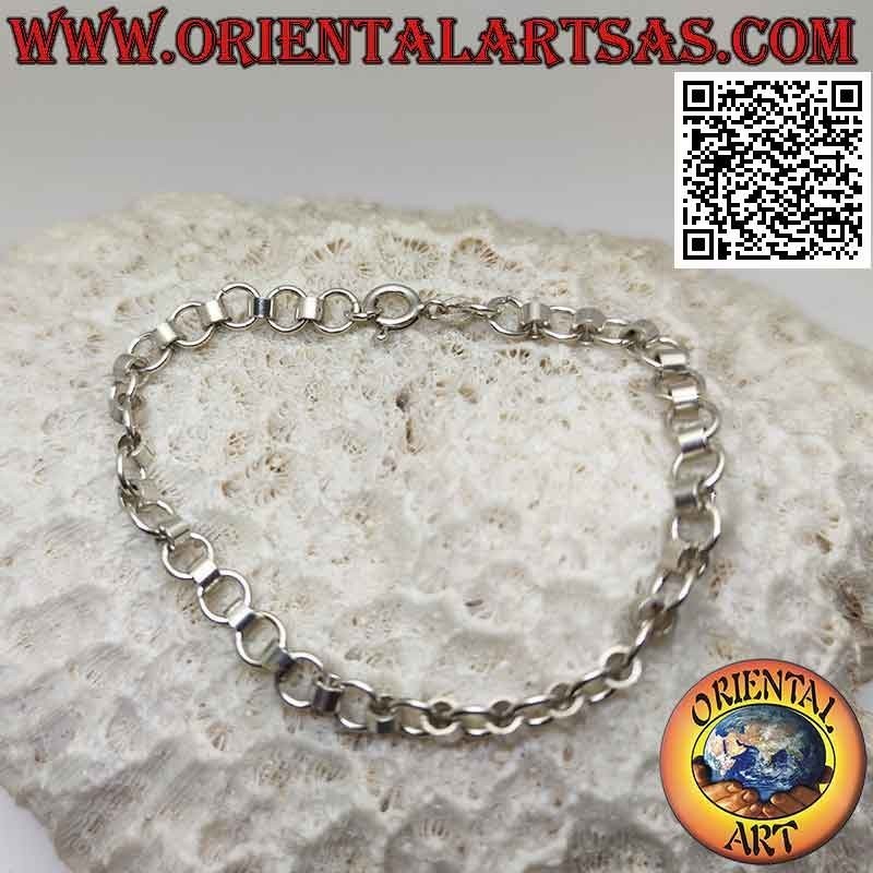 Pulsera de cadena de plata 925 ‰ con anillos redondos unidos por cilindros