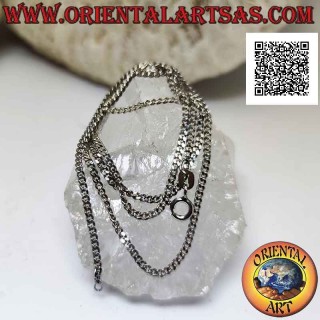 Collar de cadena "groumette" estrecho y plano en plata 925 ‰, 60 cm