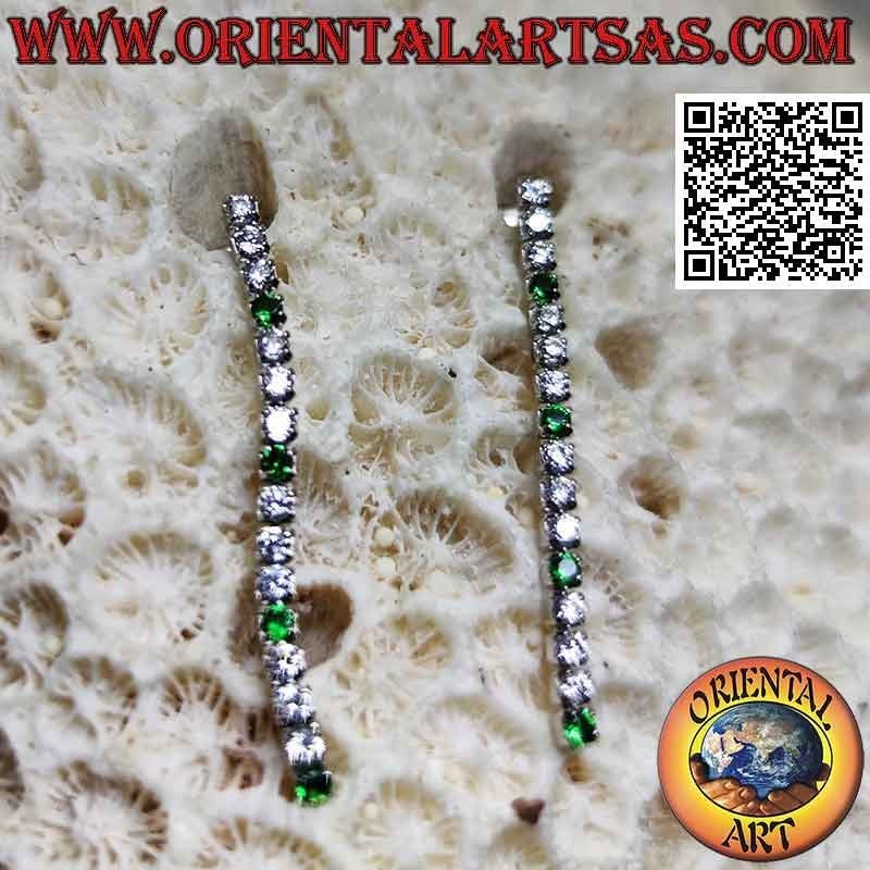 Pendientes mariposa de plata con colgante mini tennis de circonitas blancas y verdes