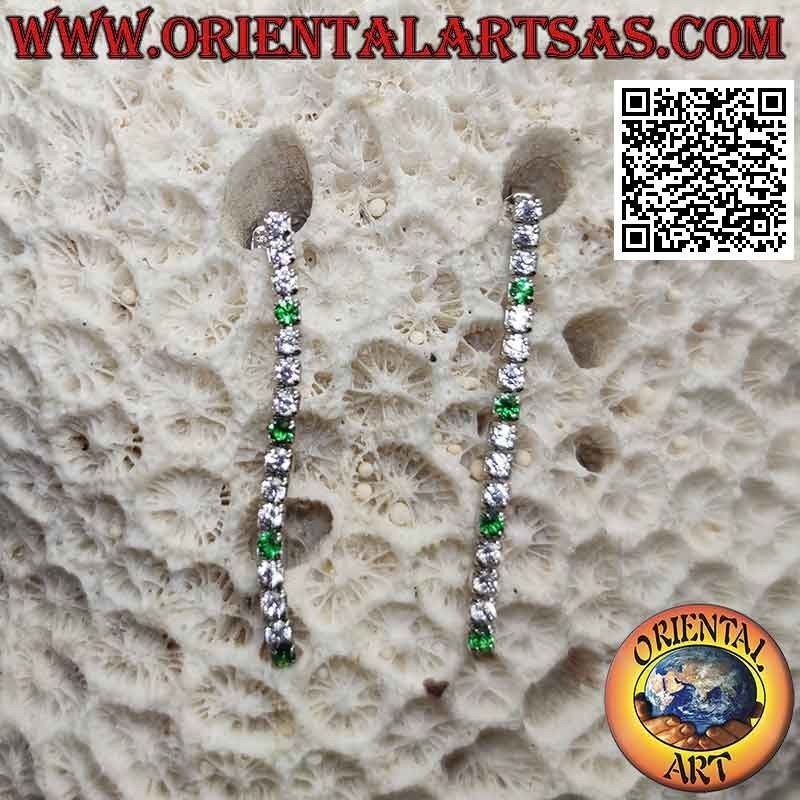 Pendientes mariposa de plata con colgante mini tennis de circonitas blancas y verdes