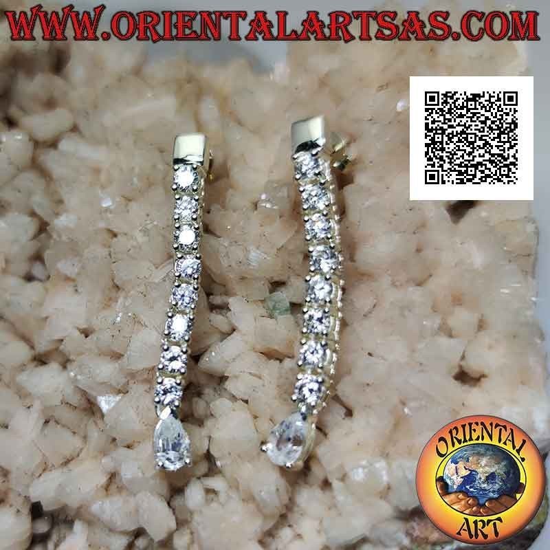 Silver butterfly earrings with mini tennis pendant of white zircons with final white drop
