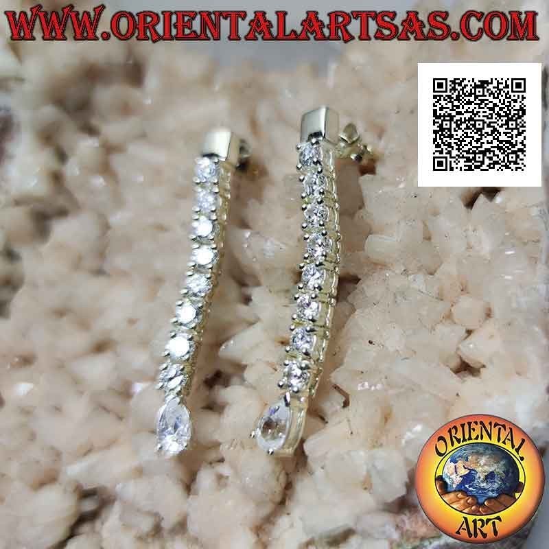 Silver butterfly earrings with mini tennis pendant of white zircons with final white drop