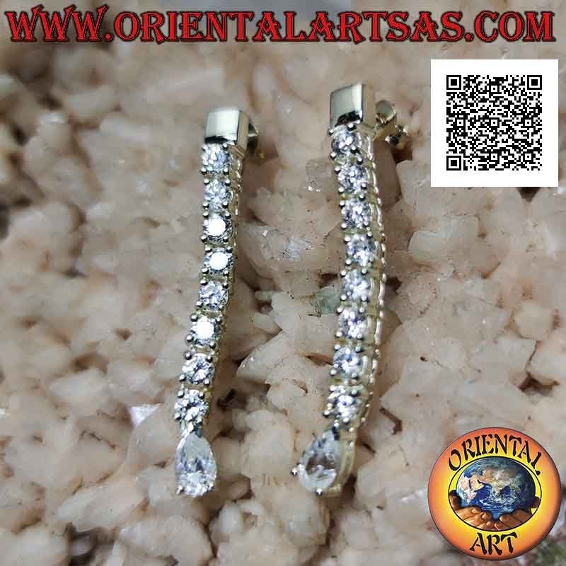 Boucles d'oreilles papillon en argent avec pendentif mini tennis de zircons blancs avec goutte blanche finale