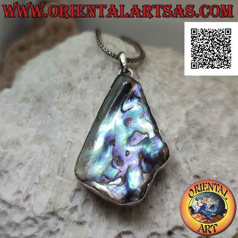 Ciondolo in argento a forma di triangolo irregolare con paua shell (abalone)