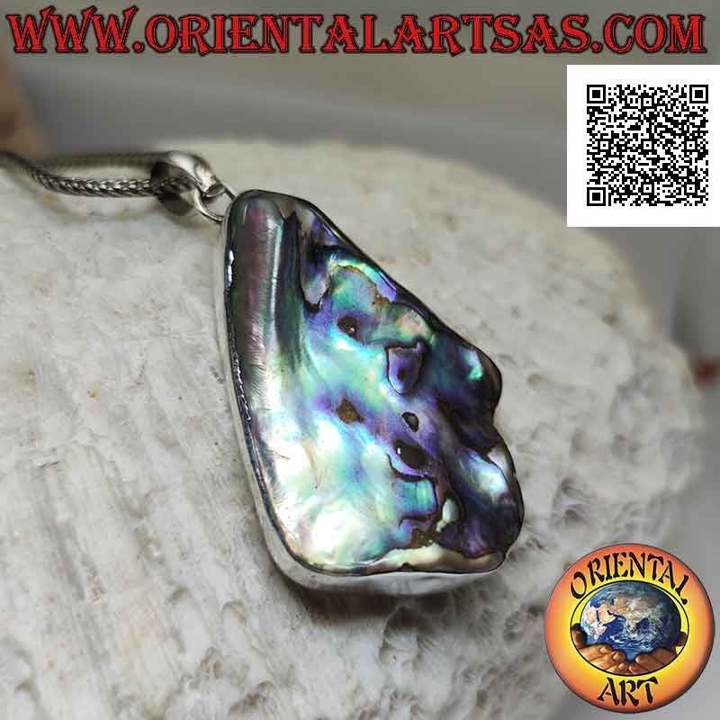 Ciondolo in argento a forma di triangolo irregolare con paua shell (abalone)