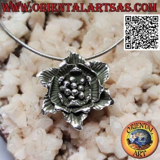 Silver pendant in the shape of a blossomed lotus flower (large)