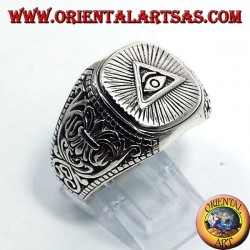 silver ring, pyramid of the Illuminati