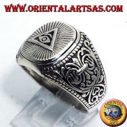 silver ring, pyramid of the Illuminati
