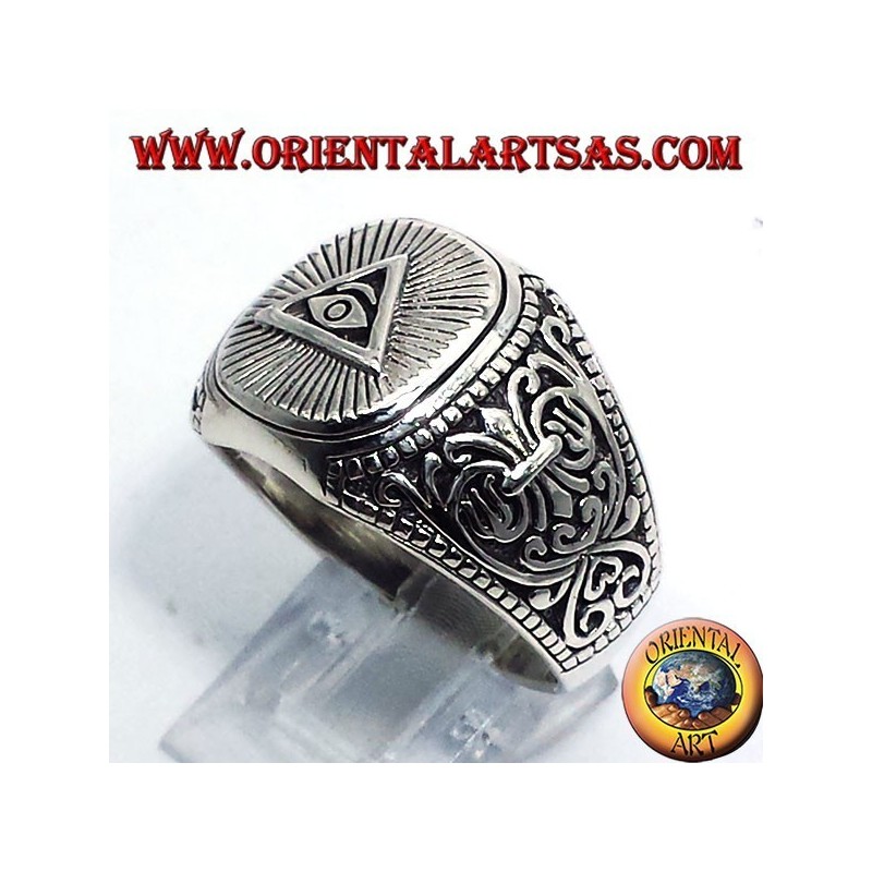 anello in argento piramide degli illuminati 