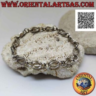 Bracciale Argento 925 Anelli Ovali Lavorati | Oriental Art