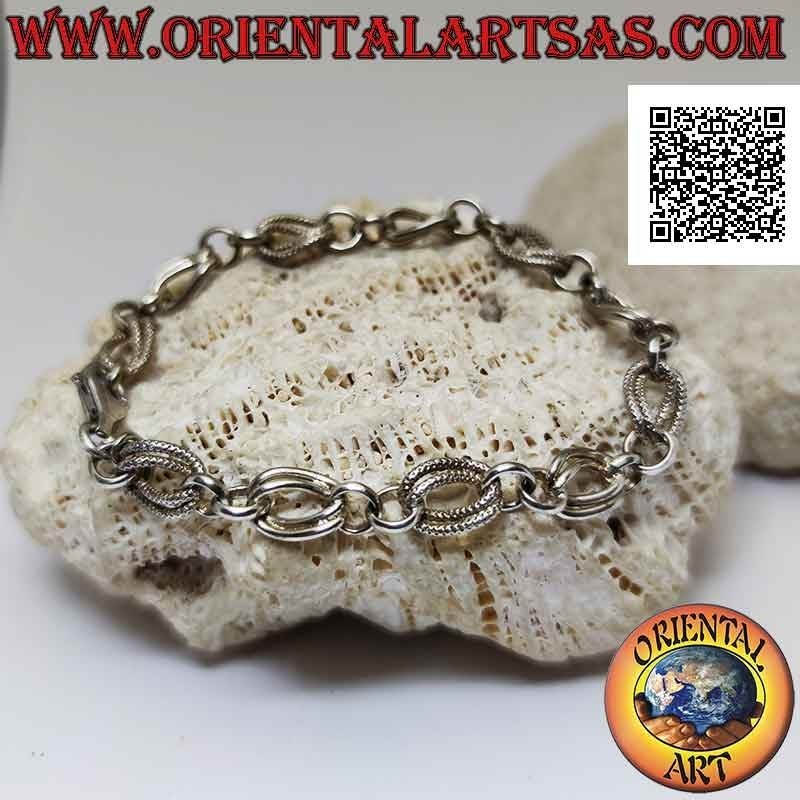 Bracciale Argento 925 Anelli Ovali Lavorati | Oriental Art