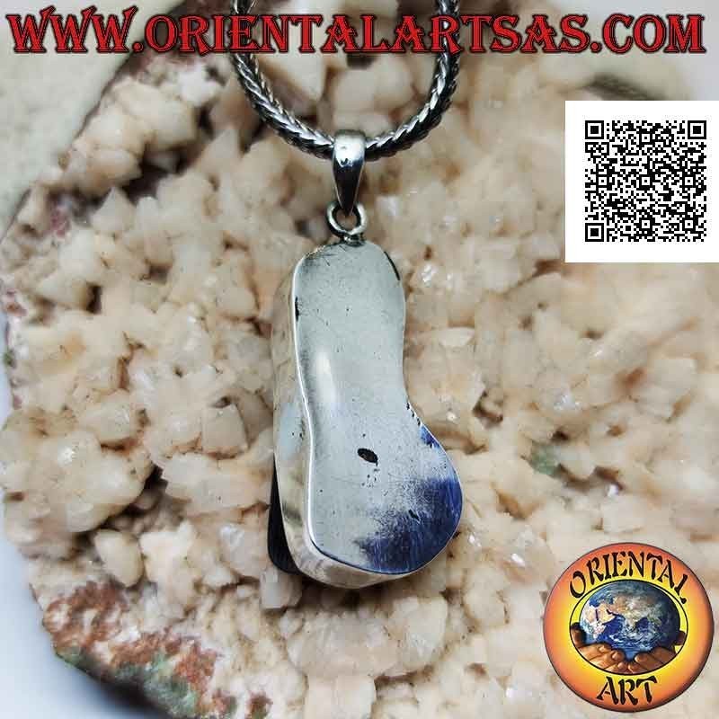 Pendentif en argent de forme irrégulière allongée avec coquillage paua (ormeau) (2)