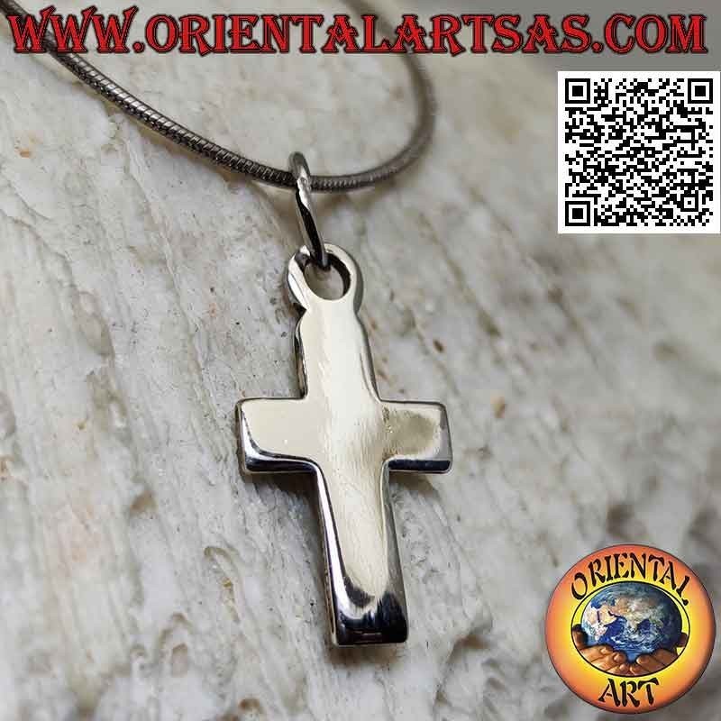Colgante cruz latina cristiana plana y lisa de plata (21 * 14)