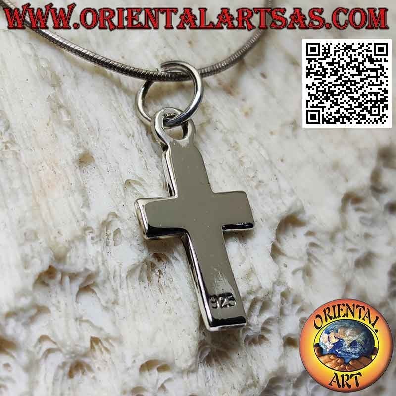 Colgante cruz latina cristiana plana y lisa de plata (21 * 14)