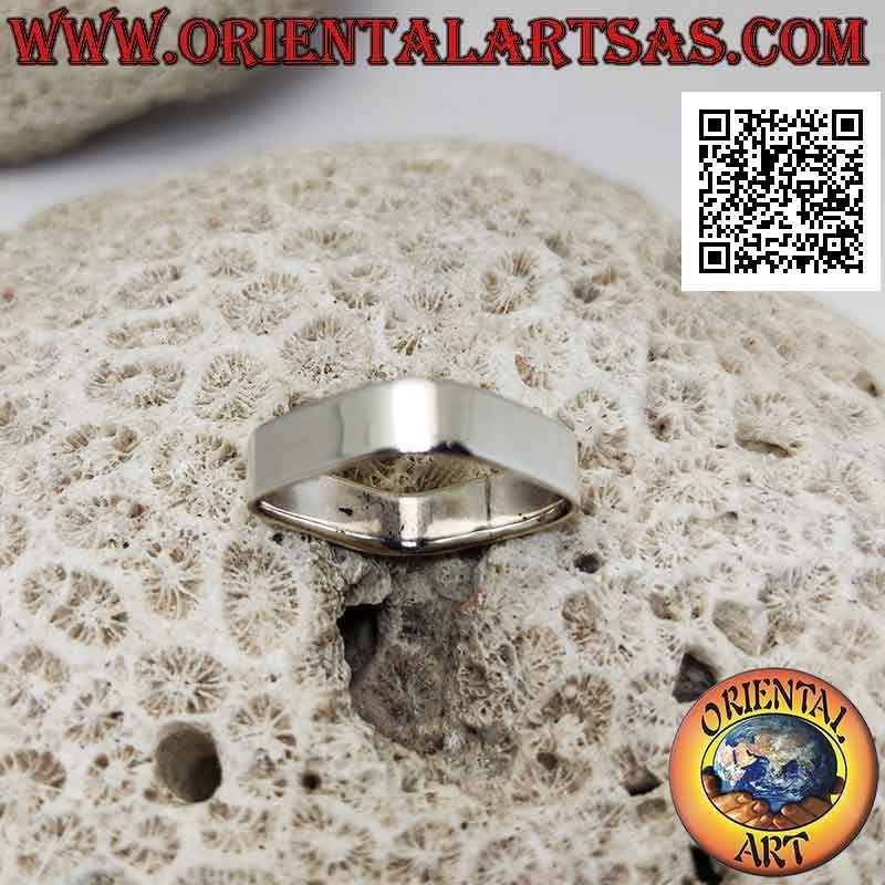 Anello in argento quadrato a fascia liscia da 6 mm