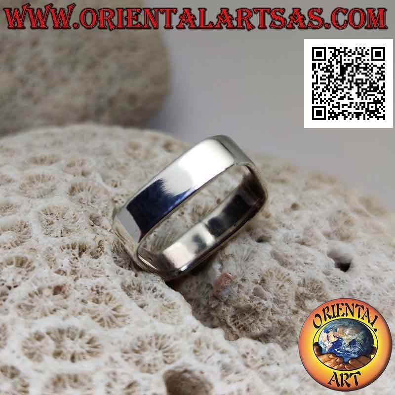 Quadratischer Silberring mit 6 mm glattem Band