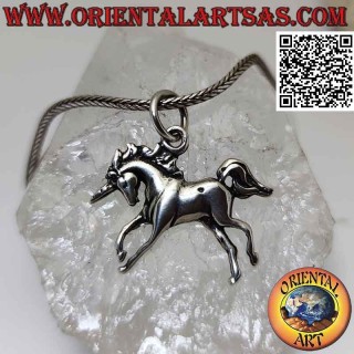 Silver pendant, the unicorn rampant in profile