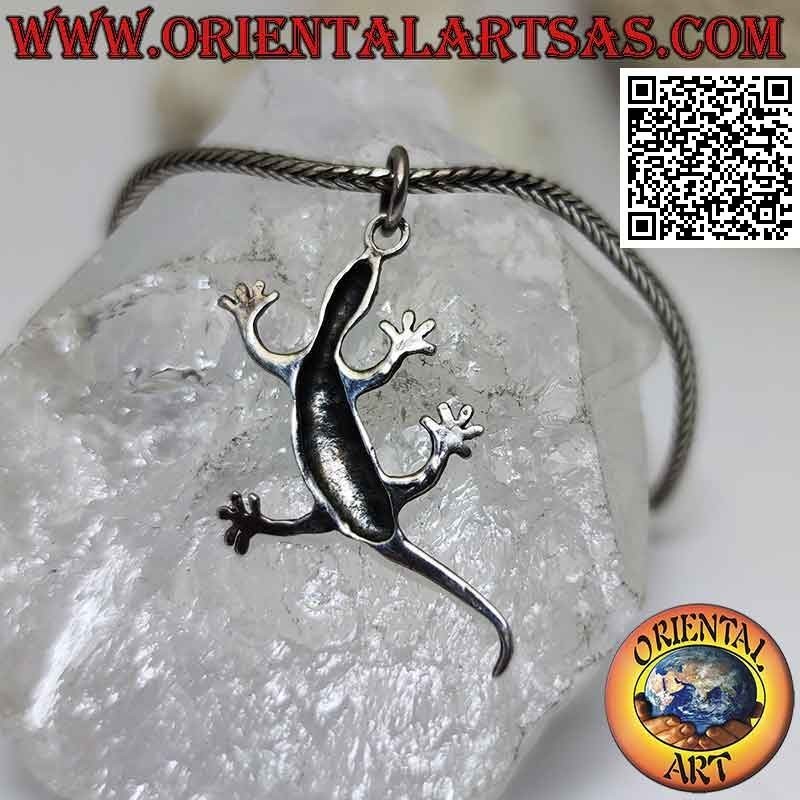 Pendentif en argent en forme de lézard lisse