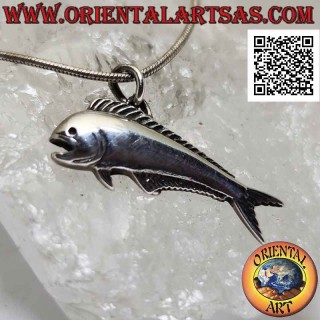 Silver pendant, the jumping salmon