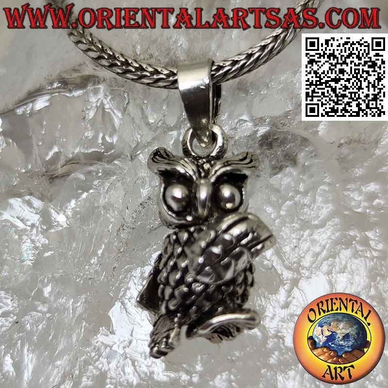 Colgante de plata en forma de búho móvil tridimensional (pequeño)