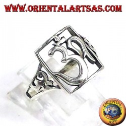 anillo de plata, traspasado símbolo sagrado OM