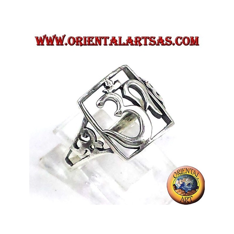 anillo de plata, traspasado símbolo sagrado OM