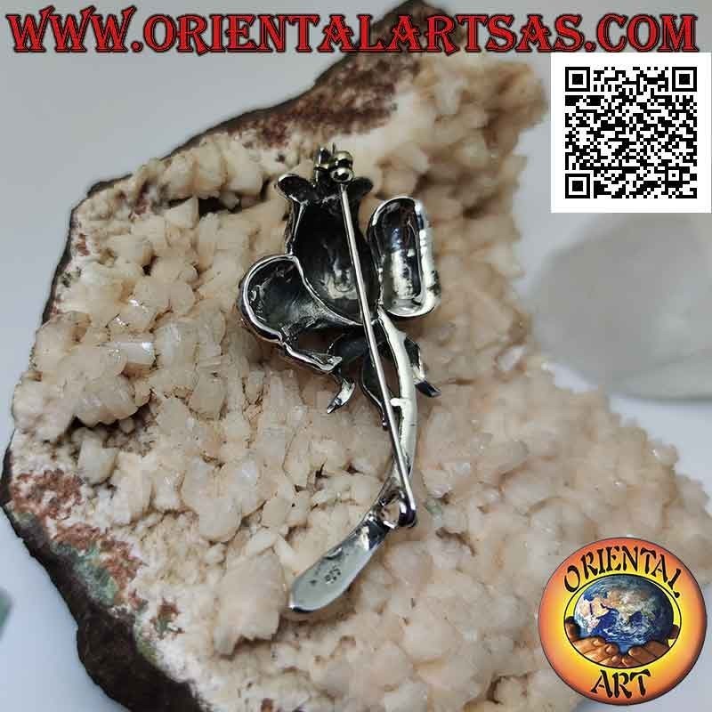 Spilla in argento 925‰ a tulipano tempestato di marcassite