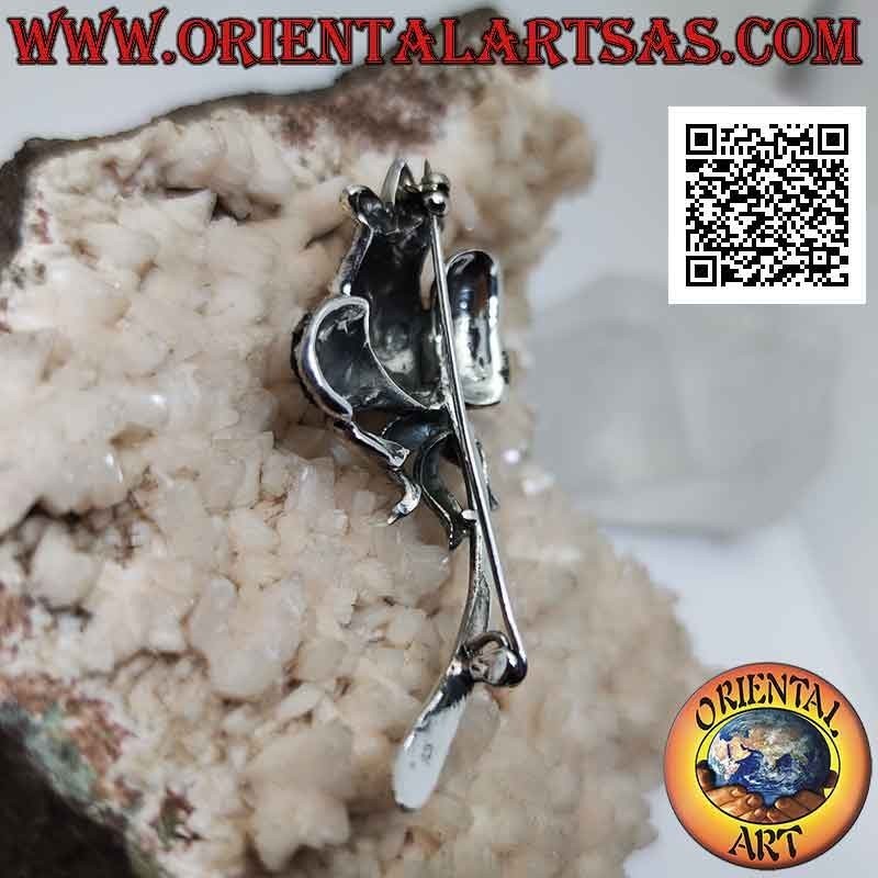 Tulip brooch in 925 ‰ silver studded with marcasite