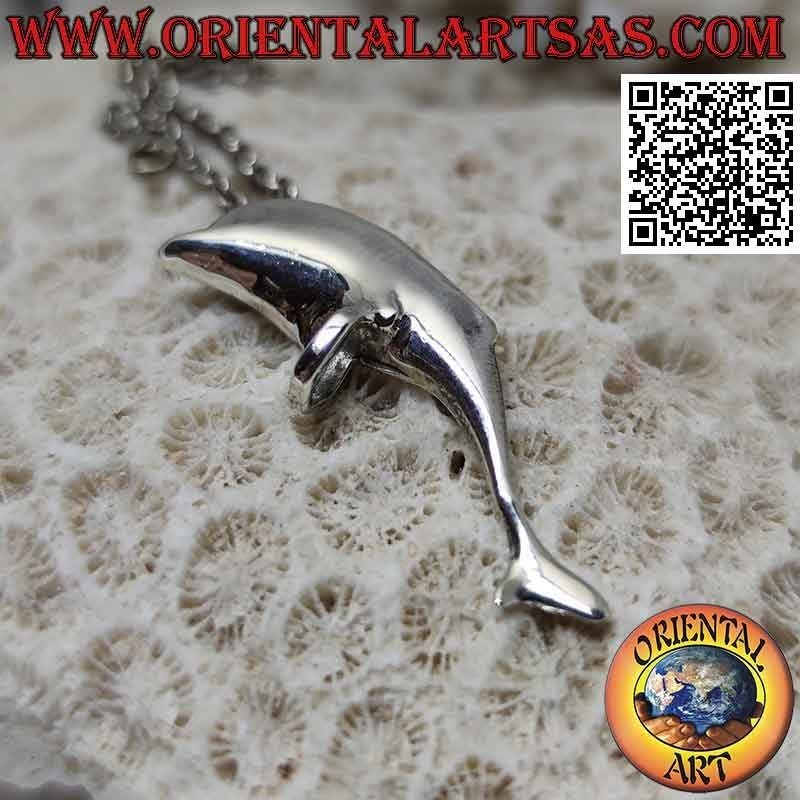 Pendentif en argent, dauphin d'amour enlacé