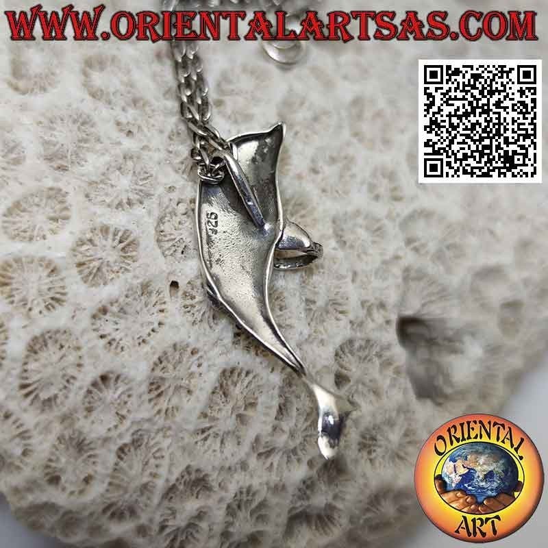 Pendentif en argent, dauphin d'amour enlacé
