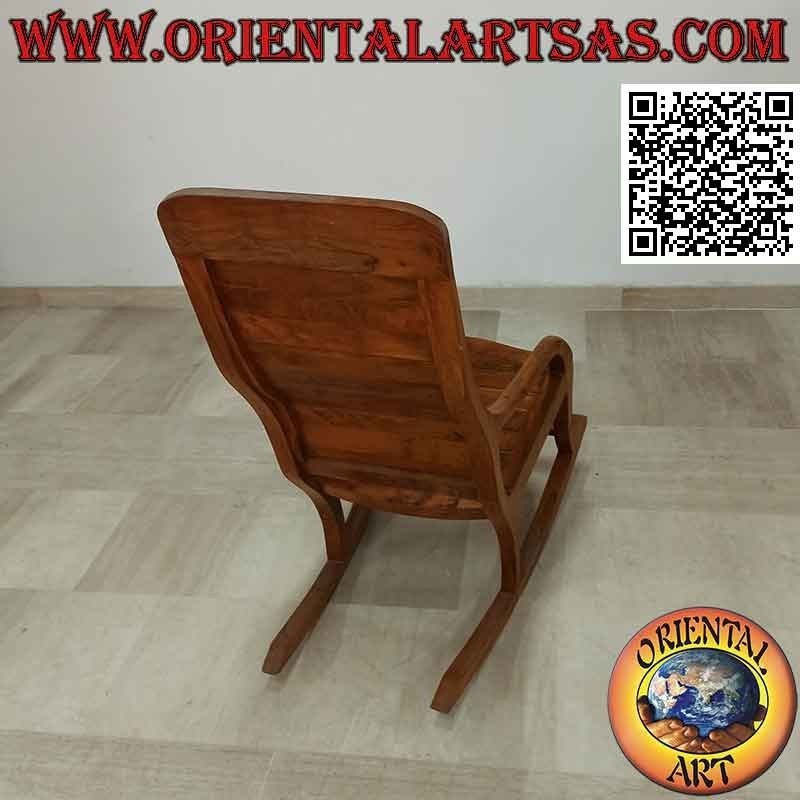 Chaise à bascule classique avec repose-pieds en bois de teck massif