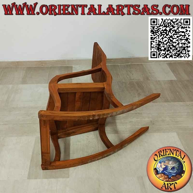 Classic rocking chair with footrest in solid teak wood