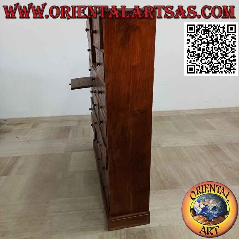 Cassettiera porta lettere da ufficio con mini scrittoi in legno di teak