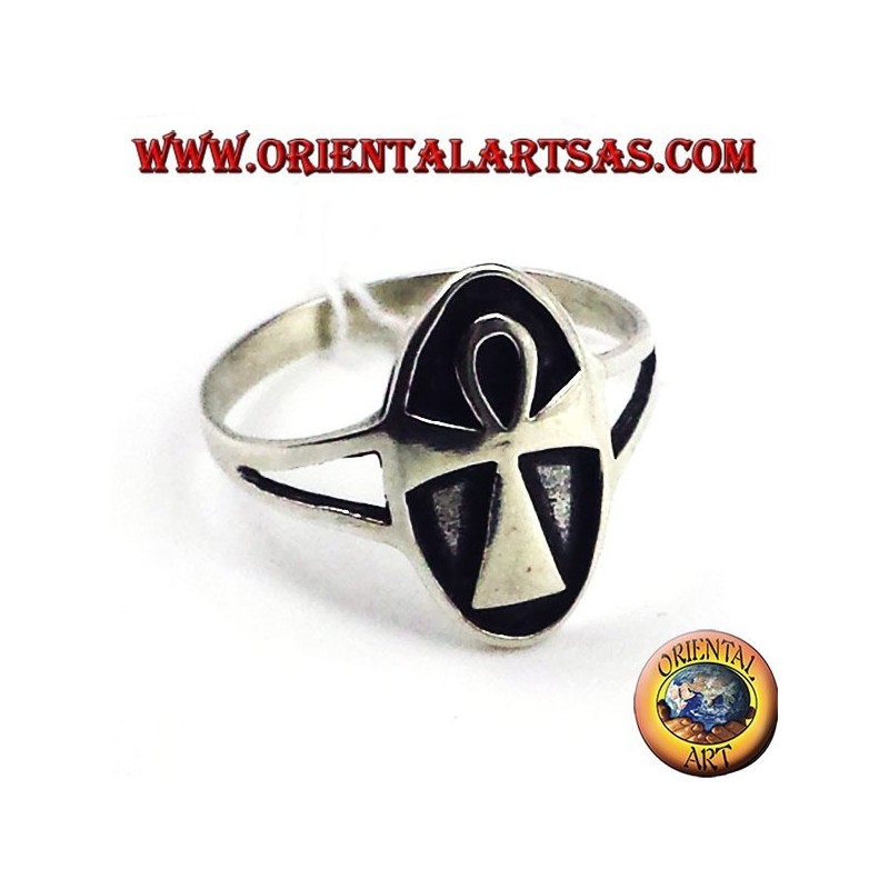 silver ring Egyptian Ankh cross