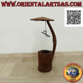 Cylindrical umbrella lamp made with ancient means of solid wood wagons