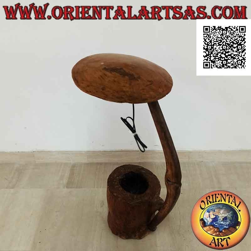 Lampe parapluie cylindrique fabriquée avec des moyens anciens de wagons en bois massif