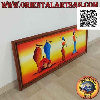Hand-Painted Artwork “Musicians and Dancers” – Unique Sahara Piece