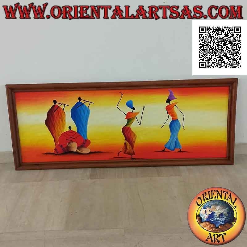 Hand-Painted Artwork “Musicians and Dancers” – Unique Sahara Piece