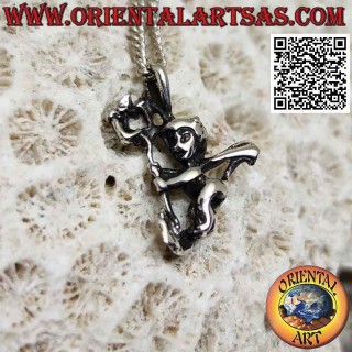 Ciondolo in argento a forma di diavoletto con tridente (tridimensionale)
