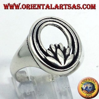 silver ring lotus flower