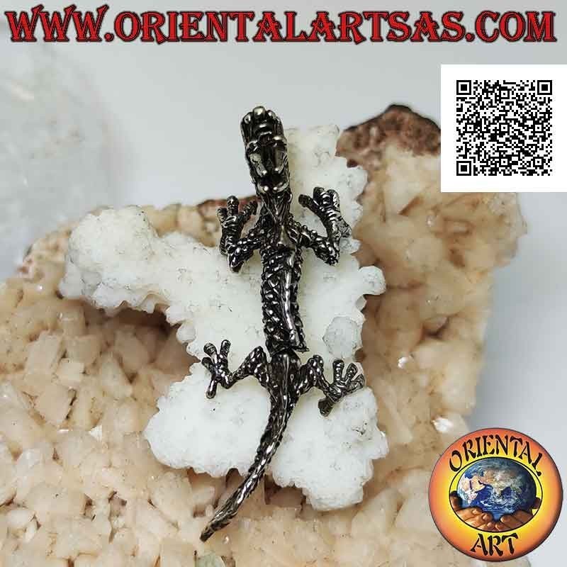 Ciondolo in argento a forma di drago orientale (cinese) integrale mobile tridimensionale
