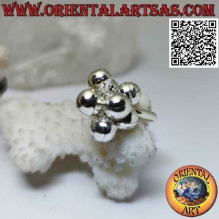 Silver ring with a group of smooth bells