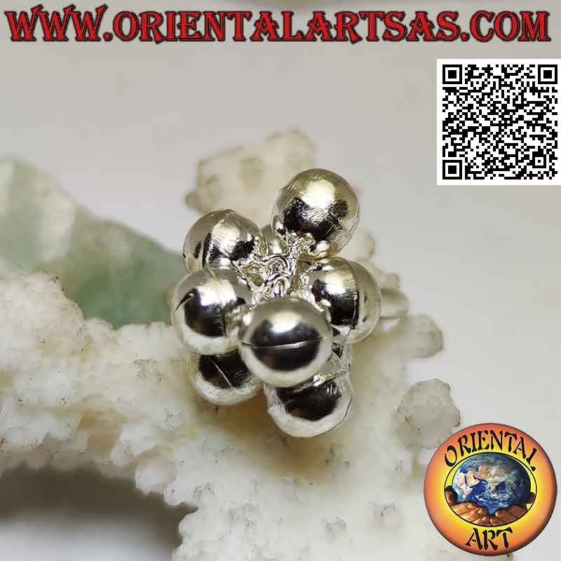 Silver ring with a group of smooth bells