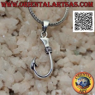 Silver pendant in the shape of a classic fishing hook