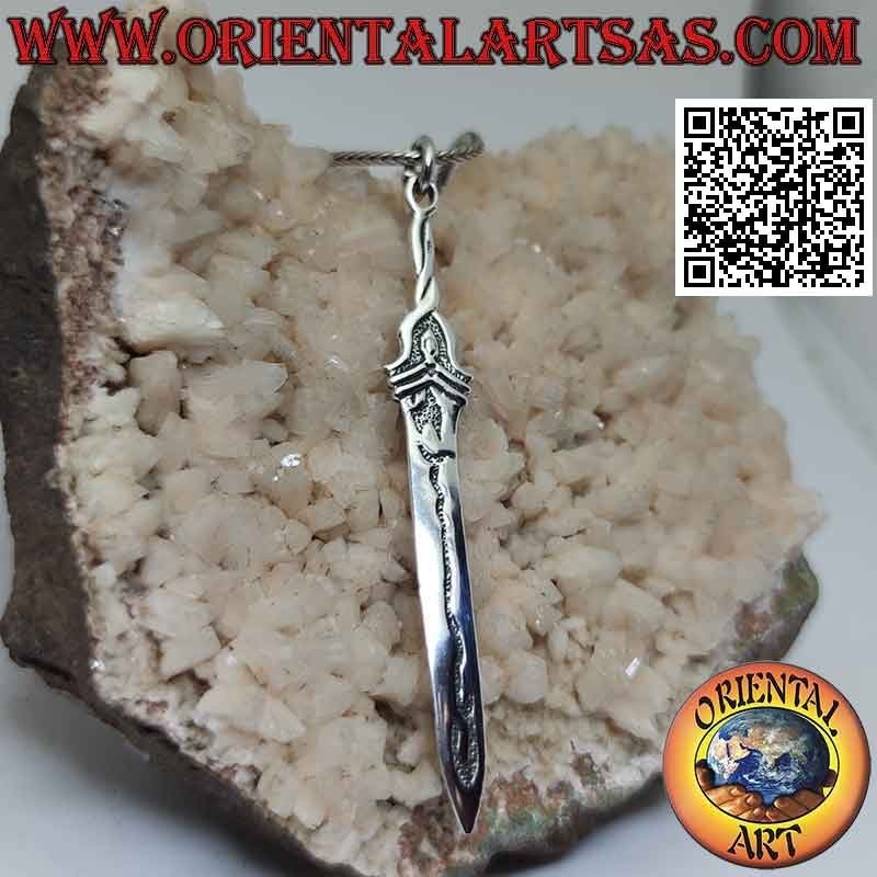 Silver sword pendant of the Roman sword with braided handle