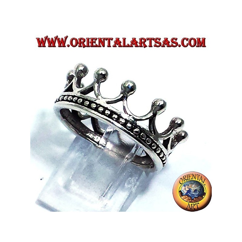 anillo de plata, corona sencilla